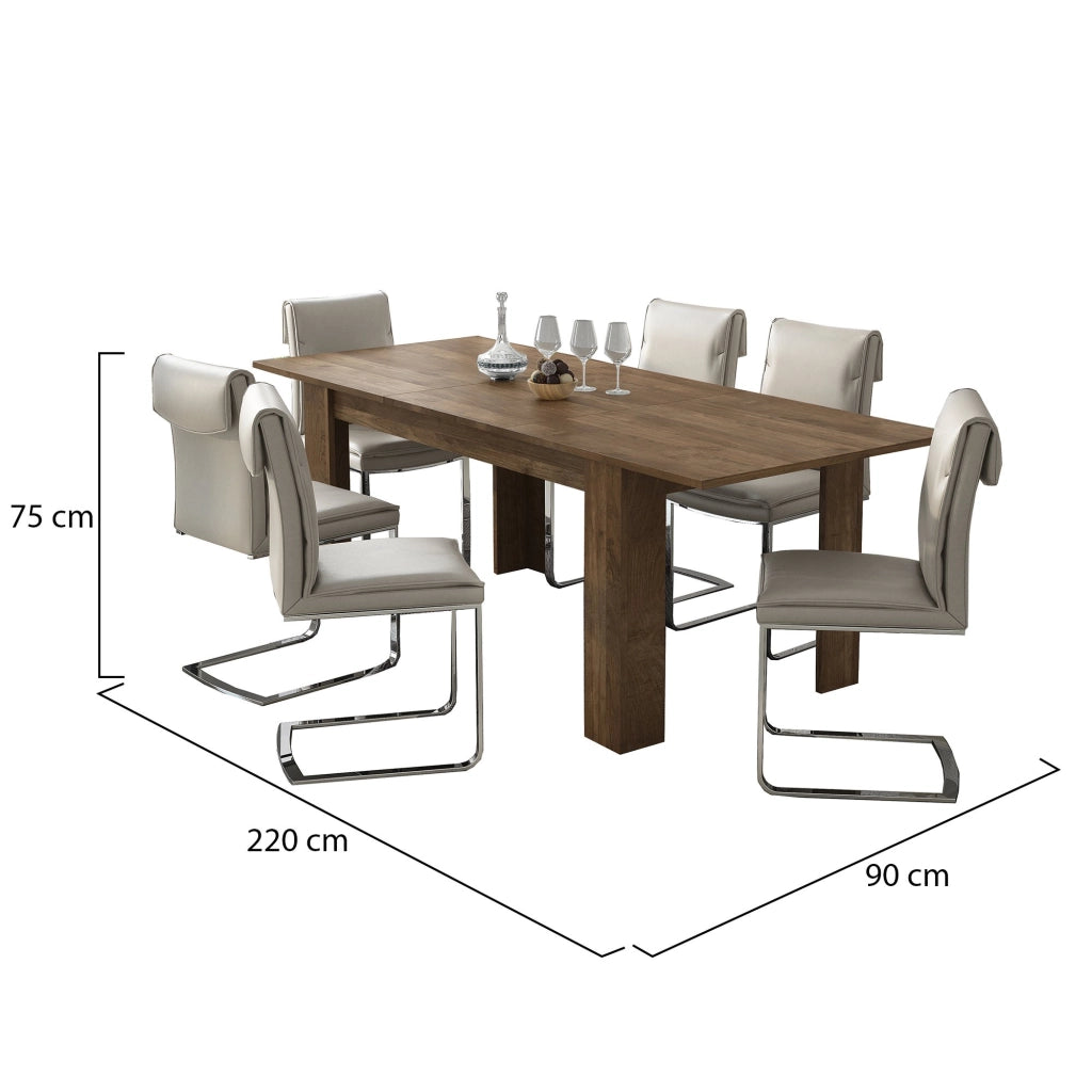 Campora, Tavolo Allungabile Allungabile, 220x90x75h cm Marrone Noce
