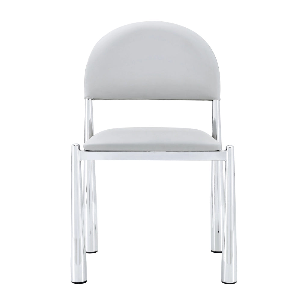 Set di 2 sedie da pranzo moderne in PU grigio chiaro con gambe in metallo, 80 cm