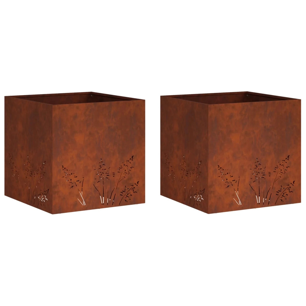 Vaso da giardino 2 pz Ruggine 50 x 50 x 49 cm Acciaio Corten 8005805