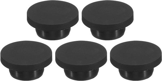 Stopper in silicone gommoso 23 mm di diametro nero - 5 pezzi, stop flessibile morbido per foro da 22 mm