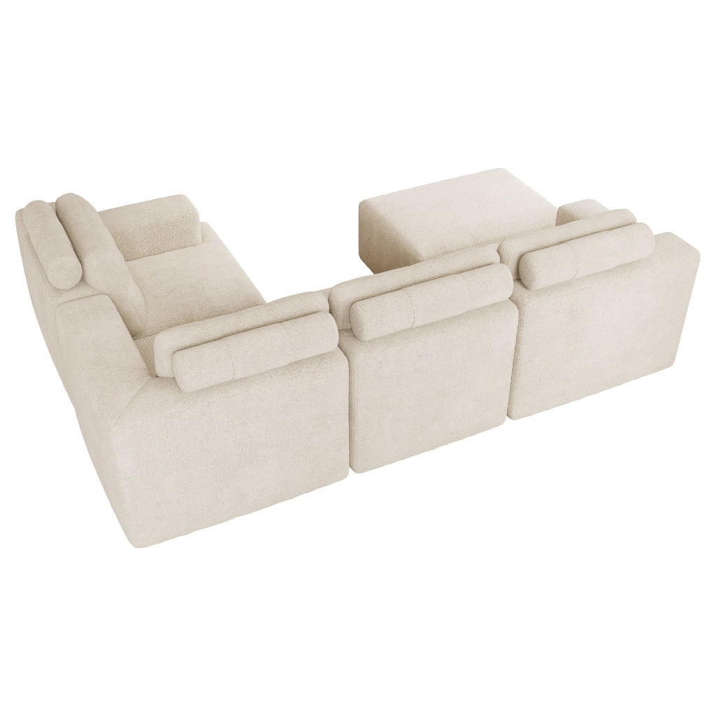 Modulares Beige Chenille-Sofa: L-Form oder U-Form – sofort einsatzbereit, perfekt für Ihr Wohn- oder Schlafzimmer