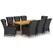 Set da Pranzo da Giardino 9 pz Grigio Scuro cod mxl 41104
