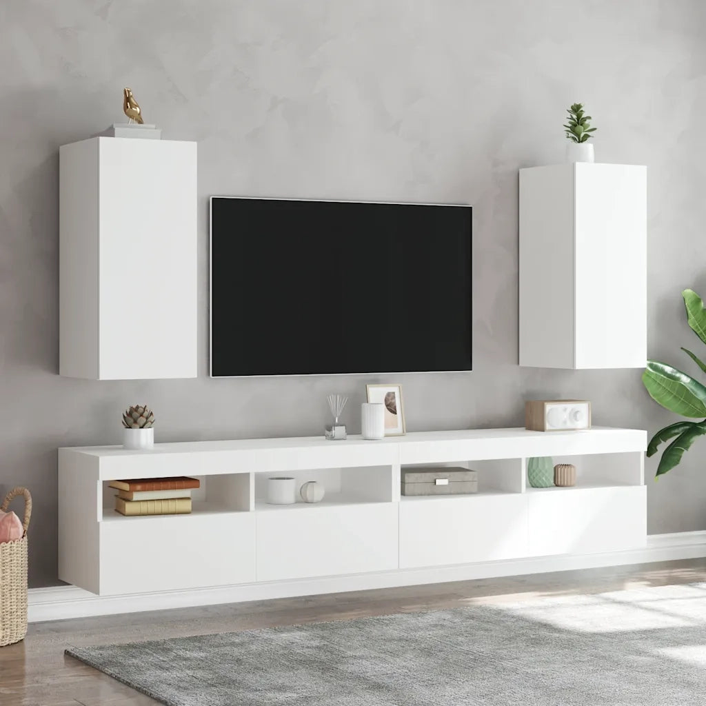 Mobile TV a Parete con Luci LED Bianco 30,5x35x70 cm 837232