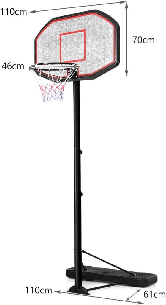 Canestro da Basket Regolabile in Altezza da 200 a 305 cm, Canestro da Basket da Esterno ed Interno Portatile con Base Riempibile e Ruote