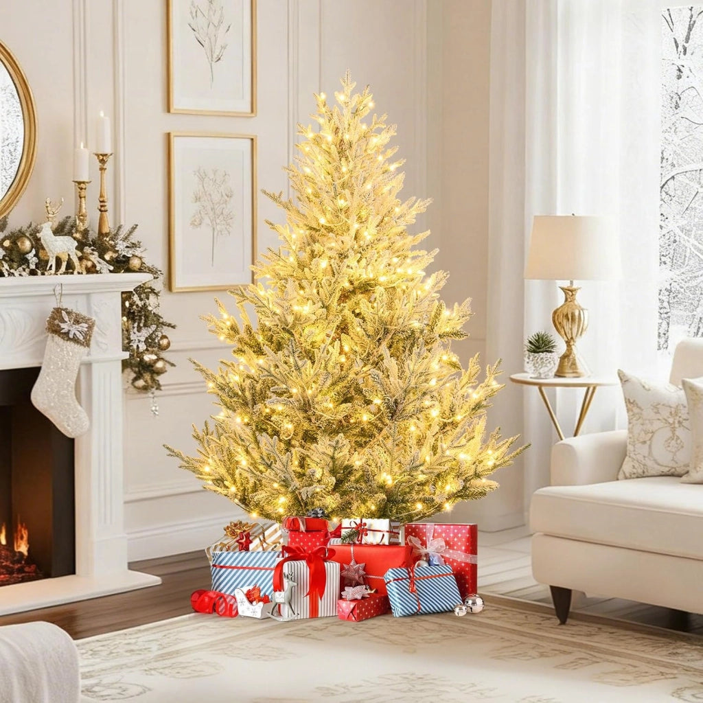Albero Artificiale Preilluminato 180 cm, Albero di Natale Innevato con 340 Luci LED, 13 Modalità, Timer, Luminosità Regolabile e 762 Rami, Decorazioni per Casa e Ufficio (180 cm)