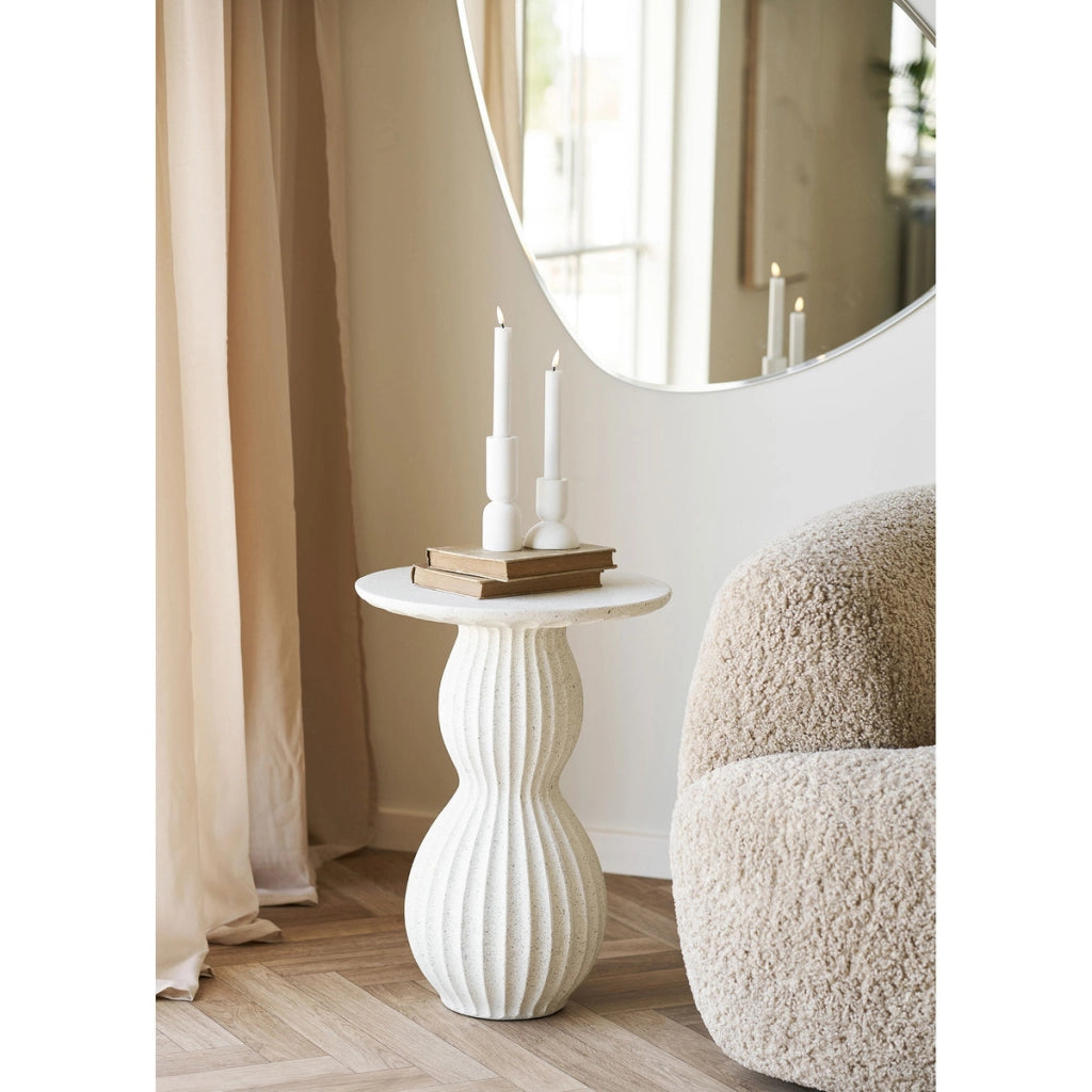 Tavolino da appoggio Newtown in fiberclay bianco forma organica ø40x55 cm