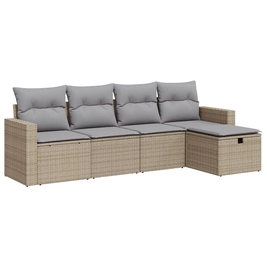 Set Divano da Giardino 5 pz con Cuscini Beige in Polyrattan 3325365