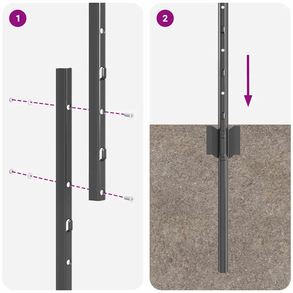 Palo della recinzione 5 pz Grigio 150 cm Acciaio CFW8897741