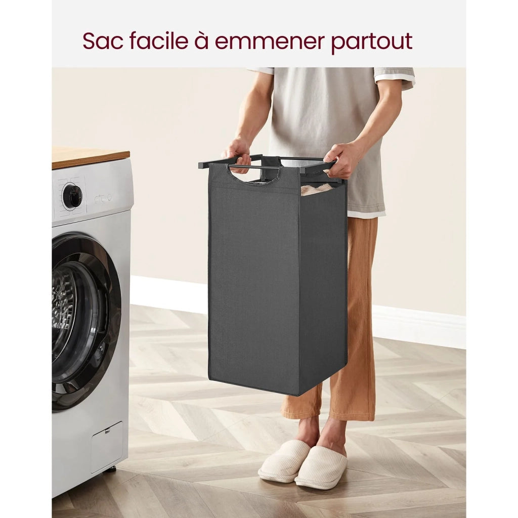Cesto portabiancheria con 3 scomparti e 1 ripiano rimovibile per sacchetti capacità 38 l per sacchetto per bagno/lavanderia grigio 12_0006757