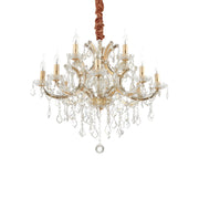 Lampadario Classico Napoleon Metallo-Cristallo Oro 12 Luci E14