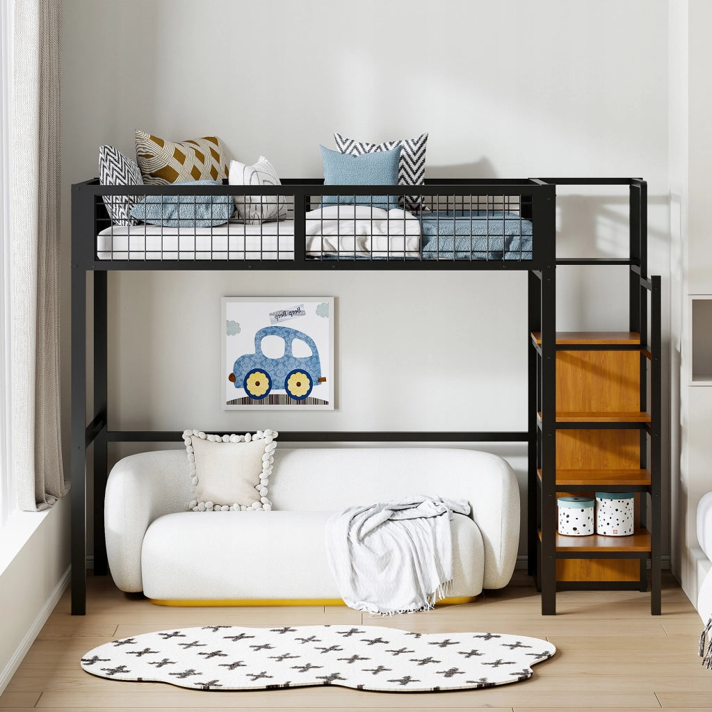 Letto a castello in metallo 90x200 cm - Xylo - Colore nero