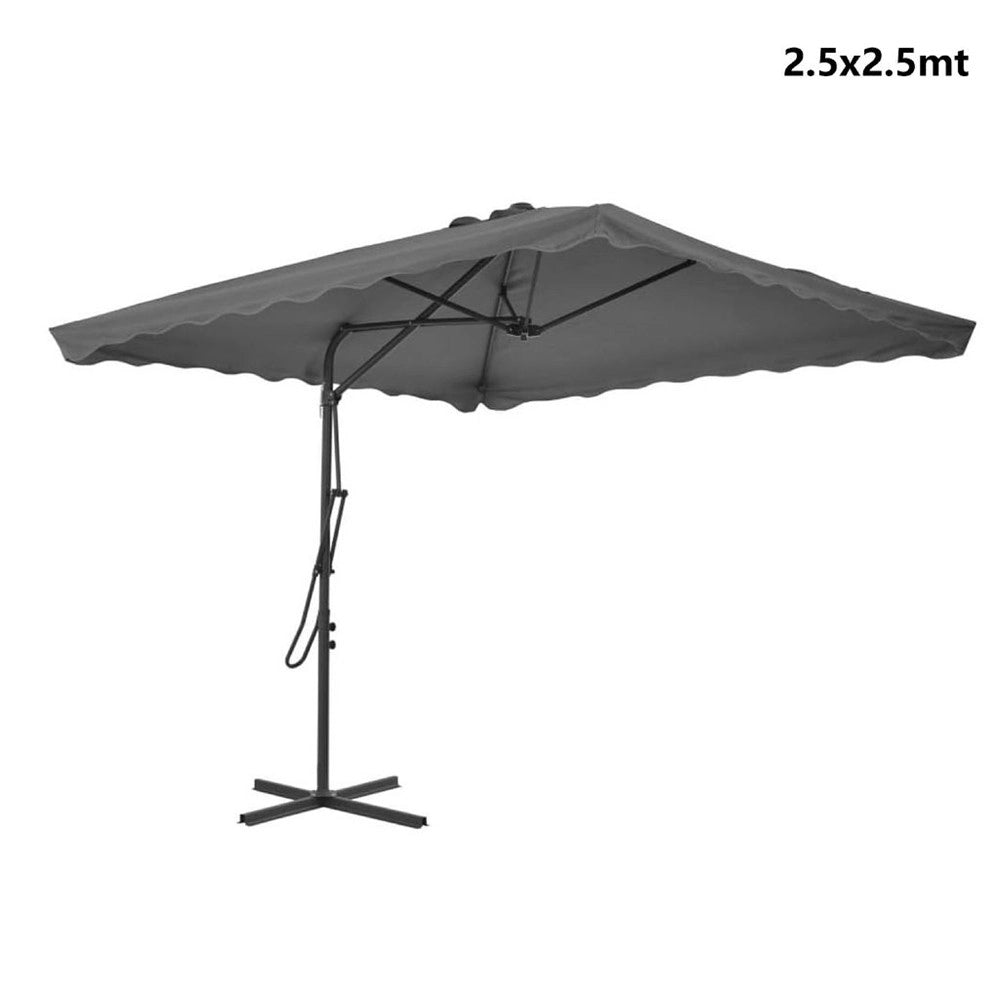 Trade Shop - Ombrellone Quadrato Da Esterno Giardino Palo Decentrato Con Base Grigio 2.5 X 2.5mt 425003 -