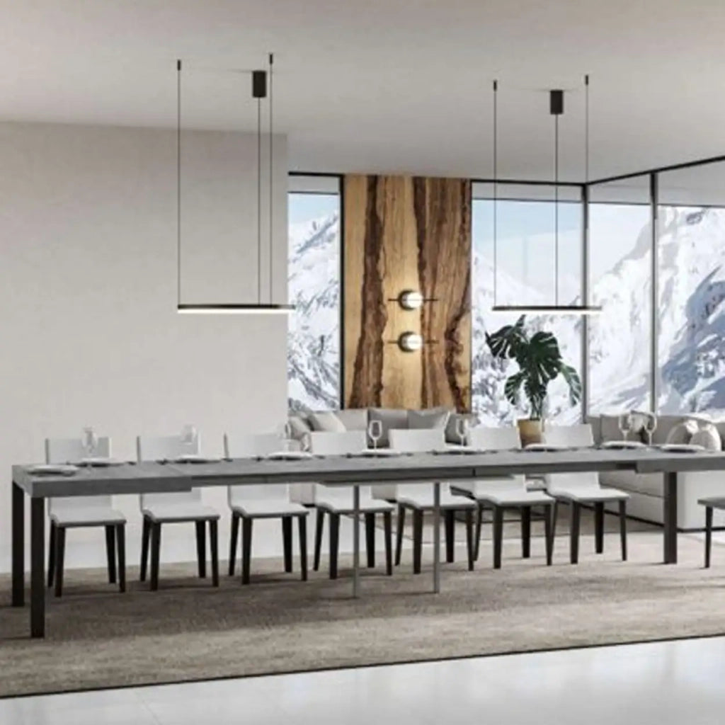 Tavolo allungabile 140/400x90 cm Everyday colore cemento gambe antracite