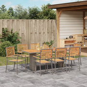 Set da Pranzo da Giardino  9 Pezzi Grigio Polyrattan Acacia