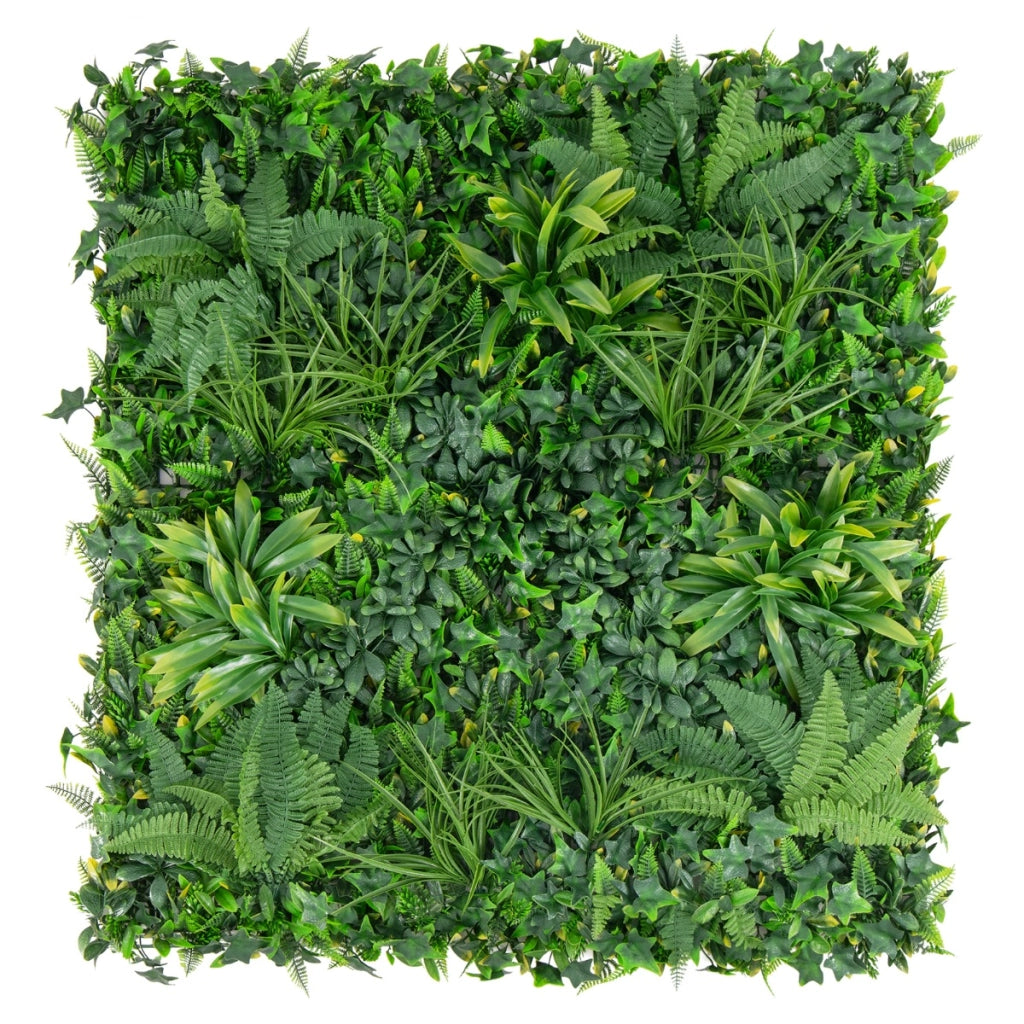 4 Tappetini erbosi finti artificiali da 50x50cm con foglie diverse-Pannelli di muro di erba per protezione dal sole