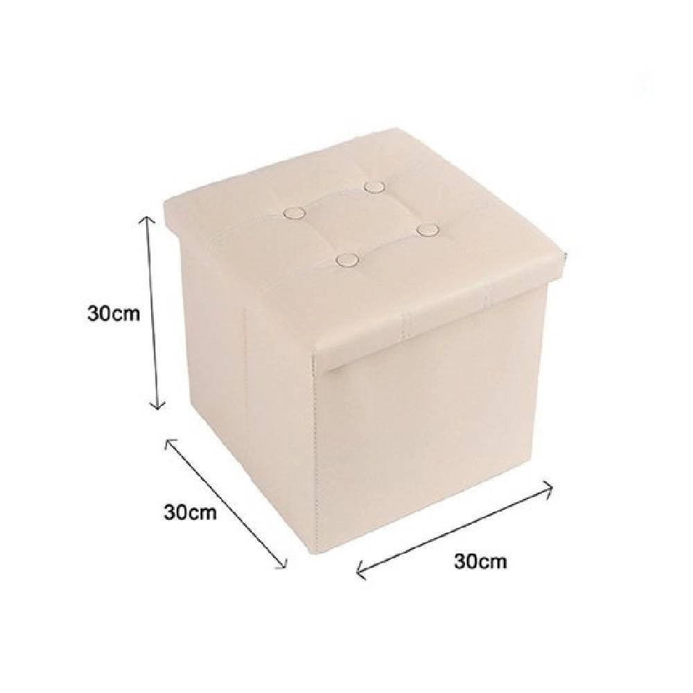 Trade Shop - Pouff Puff Pouf Contenitore Imbottito Portaoggetti Seduta Beige 30x30x30cm 79428 -