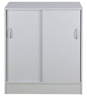 Mobiile 2 Ante Scorrevoli 3 Ripiani 60x30x71 cm in PB e Carta Bianco