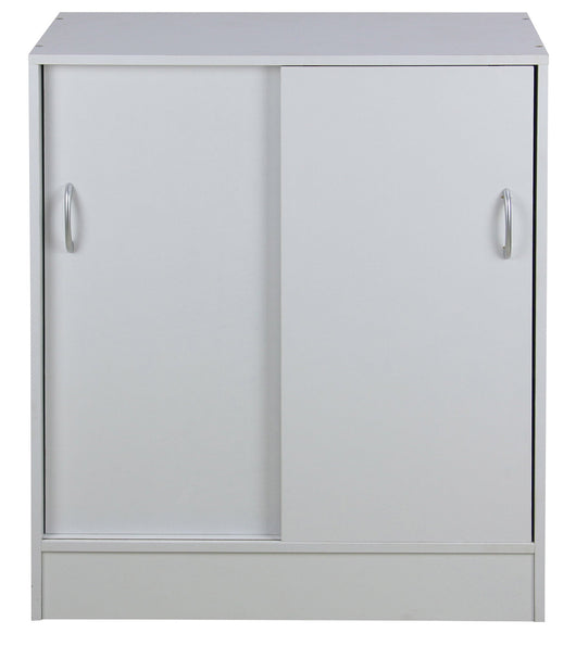Mobiile 2 Ante Scorrevoli 3 Ripiani 60x30x71 cm in PB e Carta Bianco