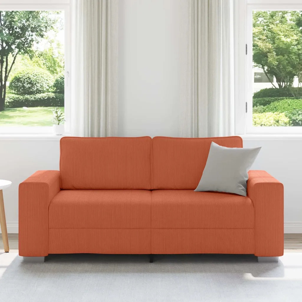 Divano Divanetto Rosso Arancione 180x77x82 cm Tessuto Velluto a Coste 4105206
