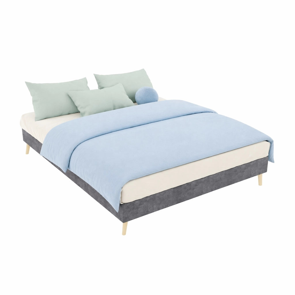 Struttura letto moderna 140x200 cm grigia, stabile e facile da assemblare