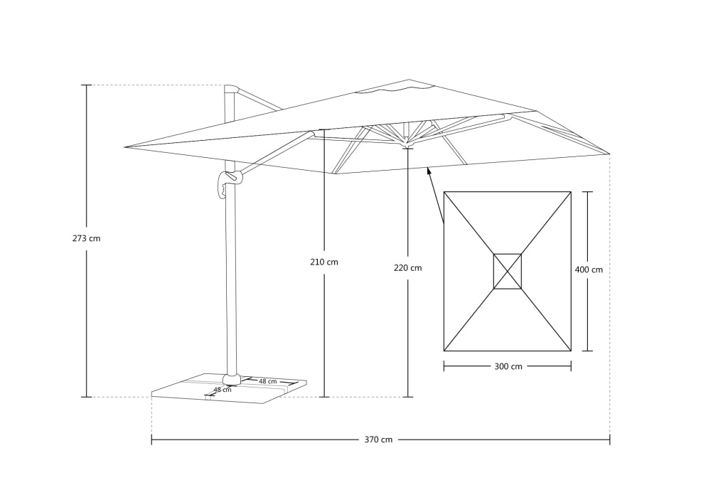 Ombrellone da giardino a braccio decentrato 3Ã—4 - Miami - OD11MI3.4