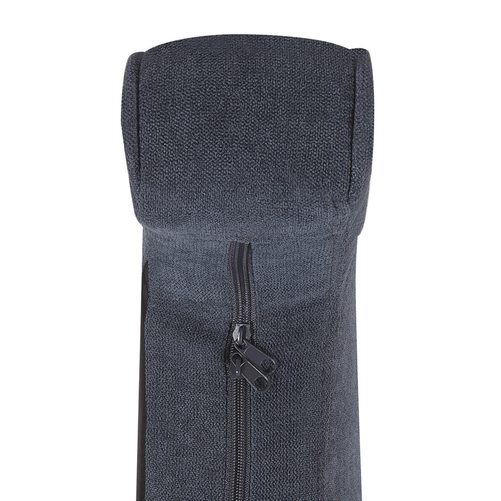 Sedia a Dondolo in Tessuto di colore Grigio in Solido Legno Stile Classico Moderno