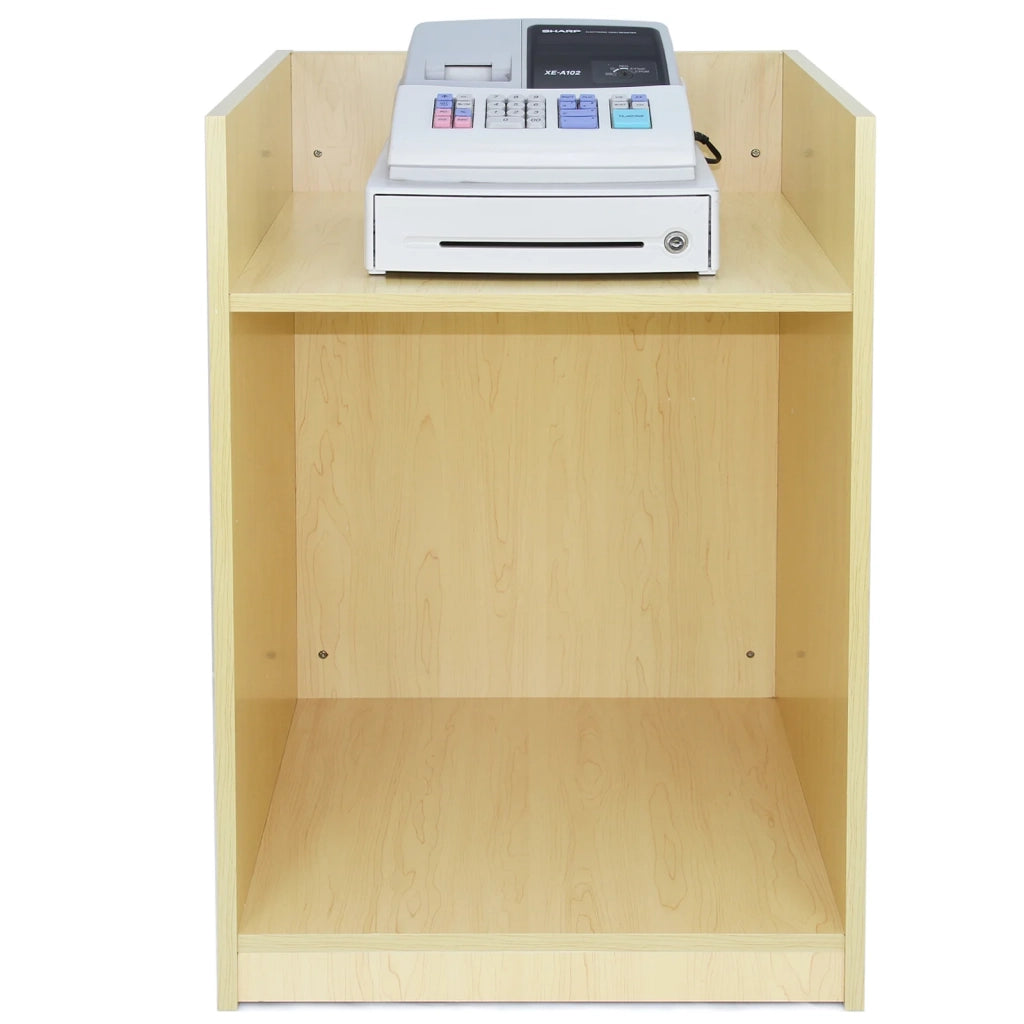 Bancone Cassa TB60 Acero – MDF con 2 Ripiani Interni