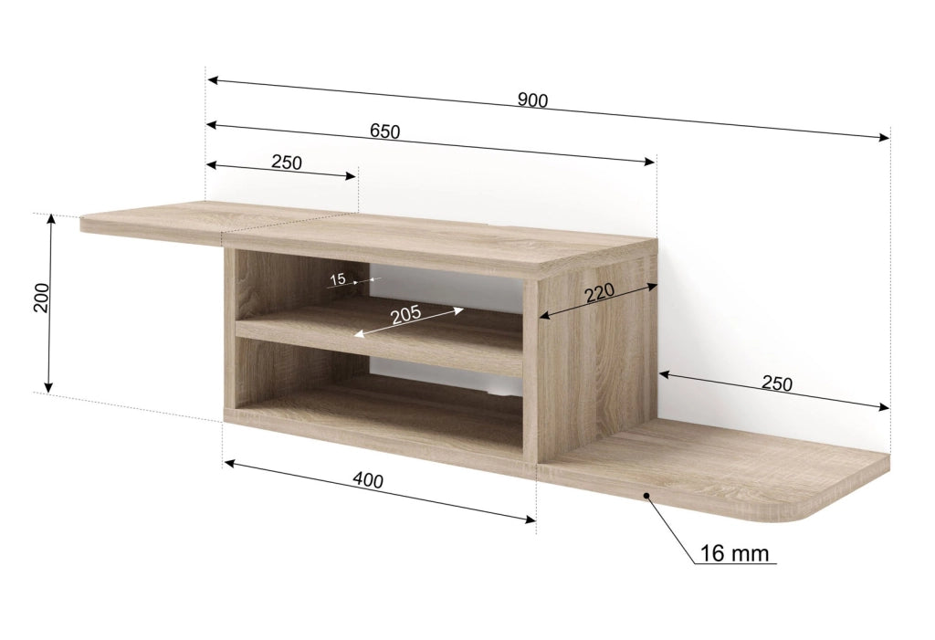 Mobile porta TV sospeso minimal DEDAL cm 90x22x20h  Rovere chiaro