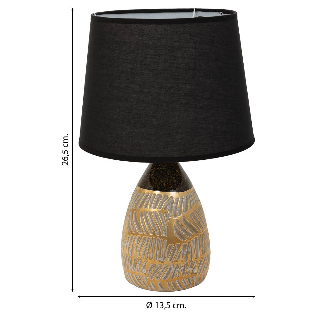 Lampada da tavolo in ceramica dorata 13,5x13,5x26,5h