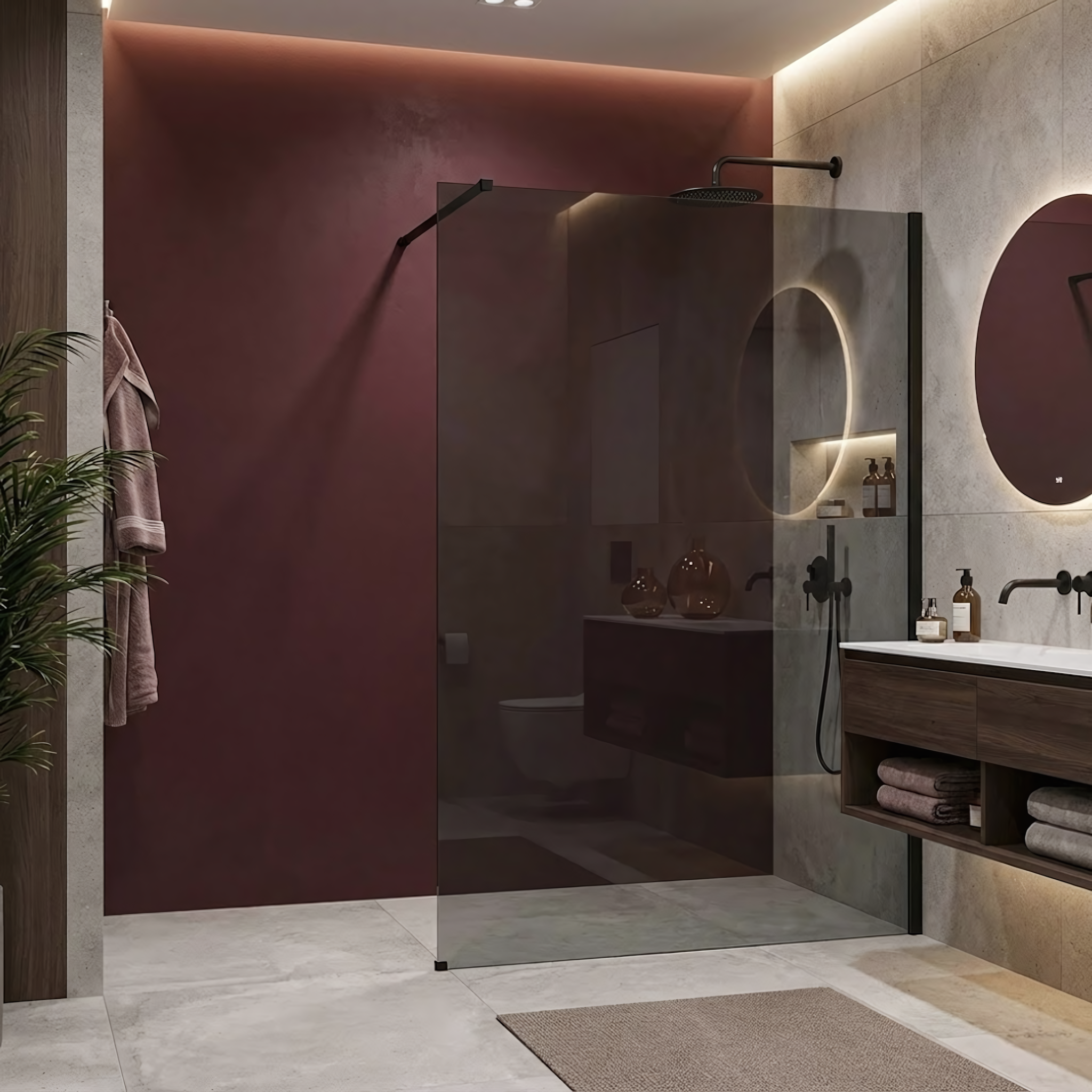 Parete Doccia Rea Flexi Grey / Black 140