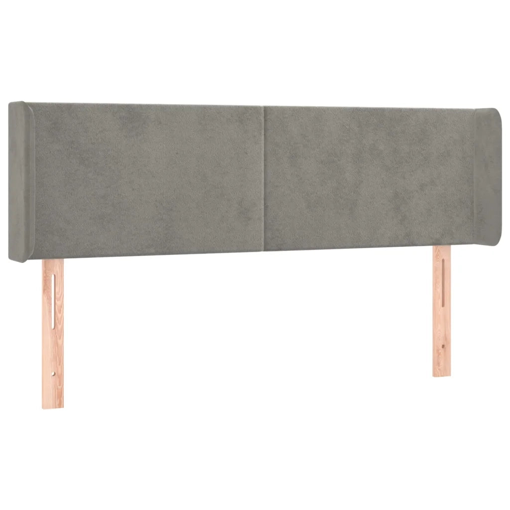Testiera ad Orecchio-Testata con Orecchie Grigio Chiaro 147x16x78/88 cm in Velluto 594808