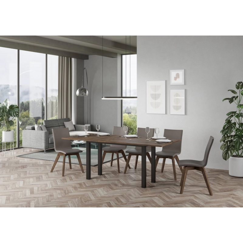 Tavolo apribile 120/200x45/90 cm Everyday Double telaio Antracite - Noce