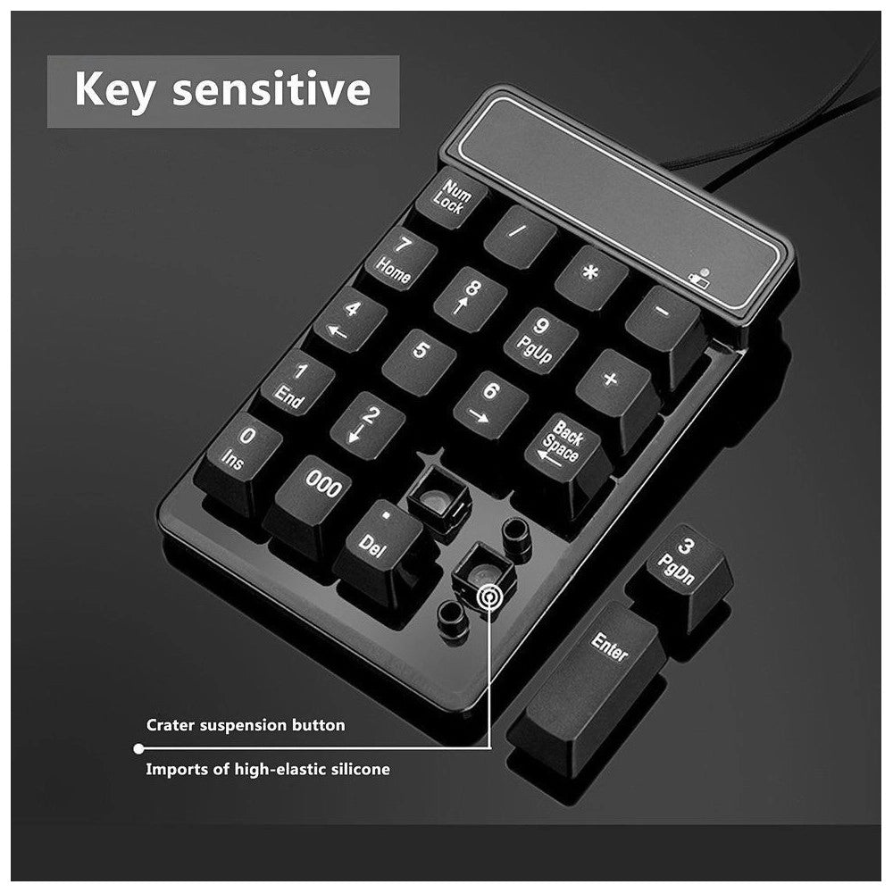 Trade Shop - Tastierino Numerico Usb Tastiera 19 Tasti Calcolatrice Per Pc Computer Notebook -