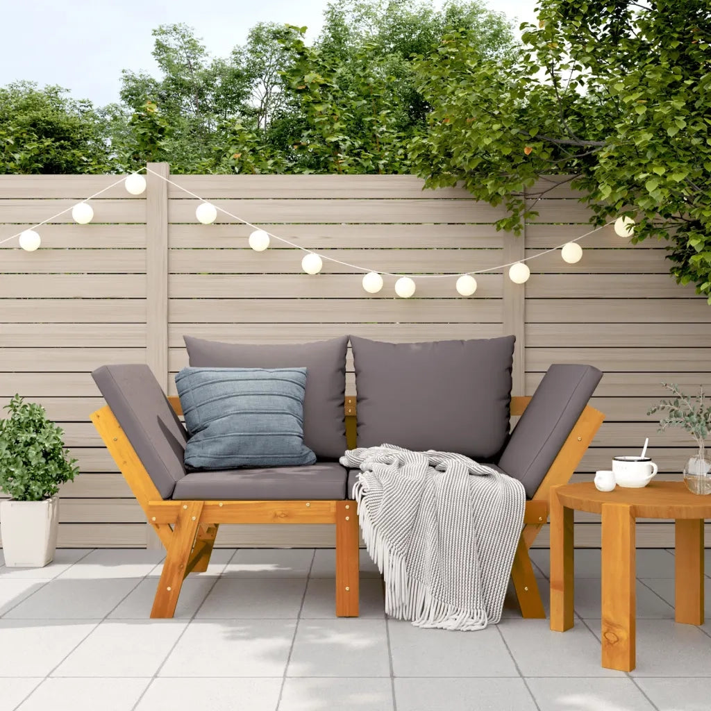 Panchina da Giardino | Panca da Giardino con Cuscini 2-in-1 in Legno di Acacia
