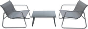 Set Salotto da Giardino 2 Sedie 1 Tavolino in Alluminio e Textilene Grigio e Antracite