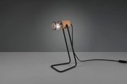 TOSH LAMPADA DA TAVOLO CILINDRO GABBIA METALLO NERO OPACO E LEGNO H. 40CM 1 LUCE ATTACCO E14