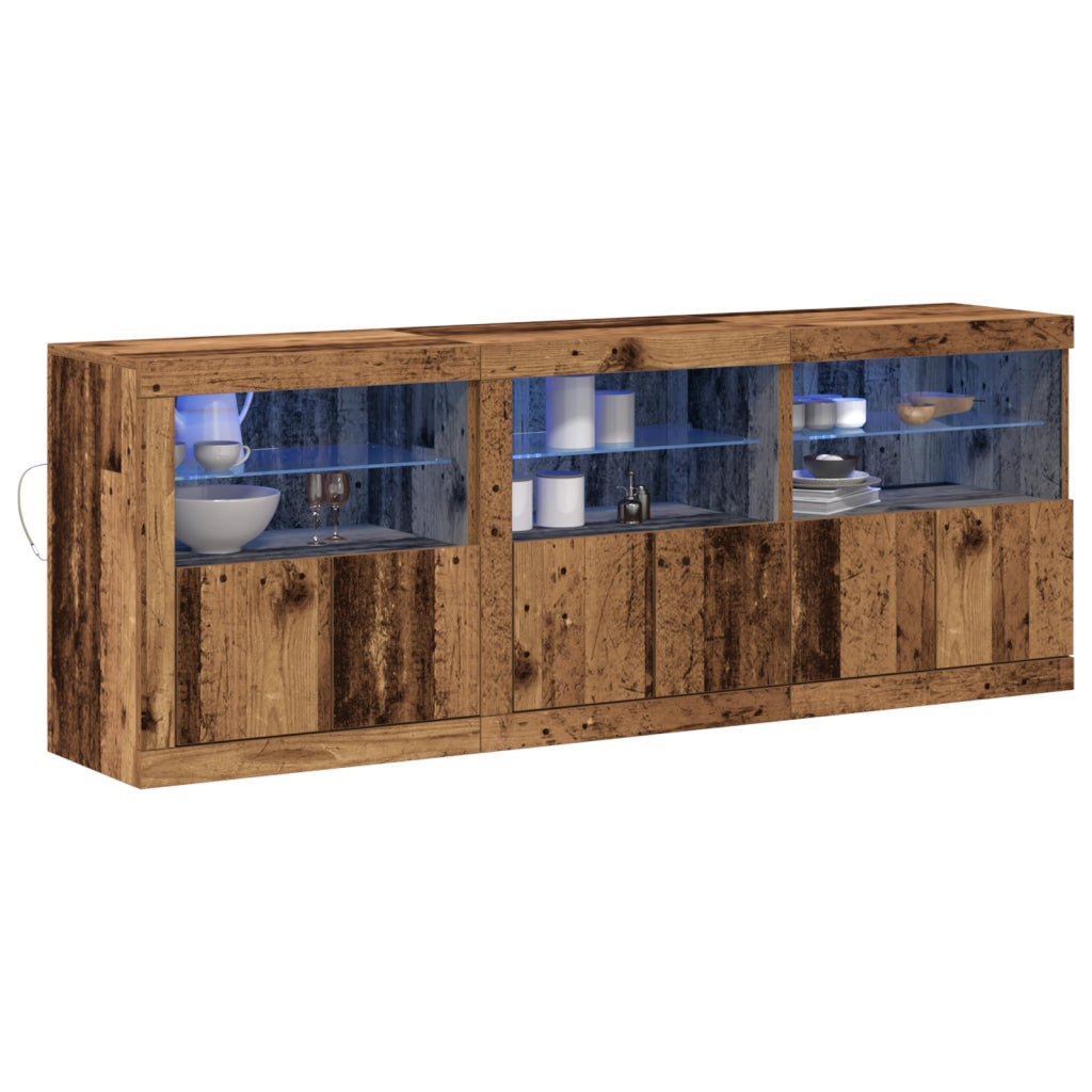 Credenza con Luci LED Legno Vecchio 181,5x37x67 cm Legno Ingegnerizzato