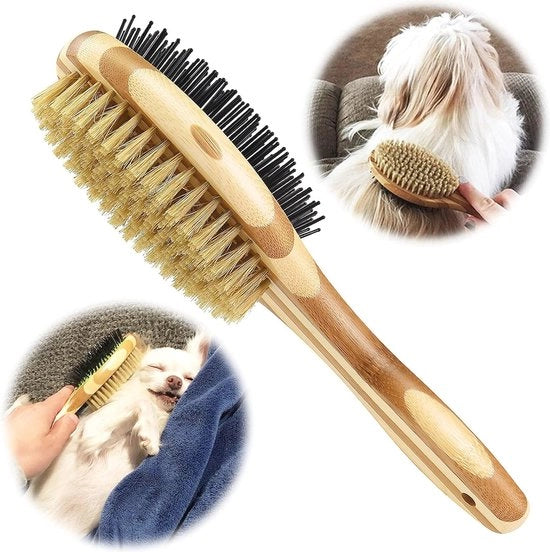 Borsetto a doppia testa per cani e gatti - 2-in-1 Borsetto per la cura del pelo per rimuovere nodi e capelli morti