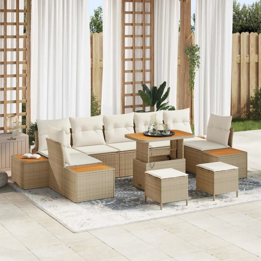 Set Divano da Giardino con cuscino 10 pcs Beige e Crema 3363291