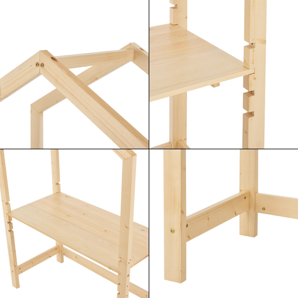 Scrivania Suså per Cameretta Forma di Casetta - Legno Naturale [en.casa]