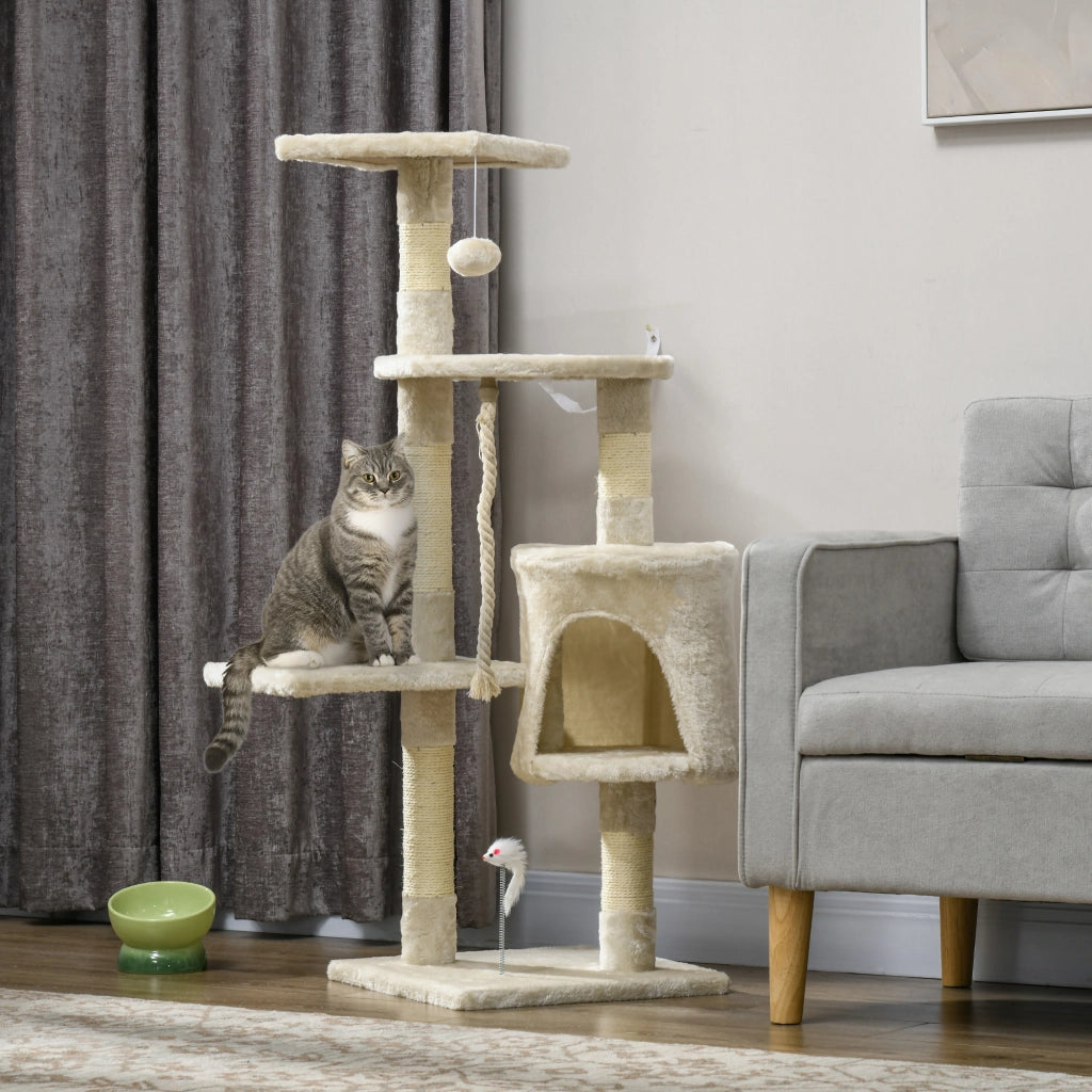 Albero per Gatti con Piattaforme e Giocattoli ¨C Zephmum ¨C Beige 116 cm