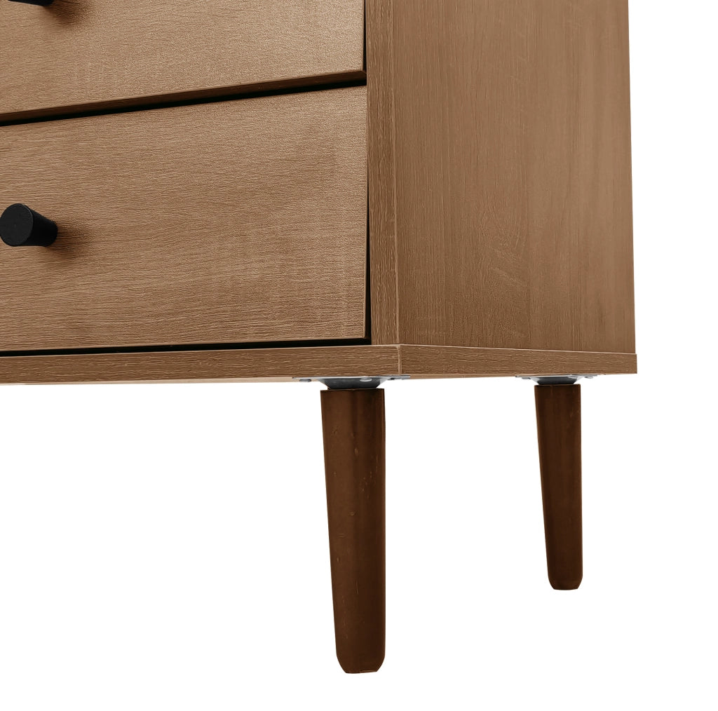 Credenza country con ante in rattan, 130x40x75,5 cm