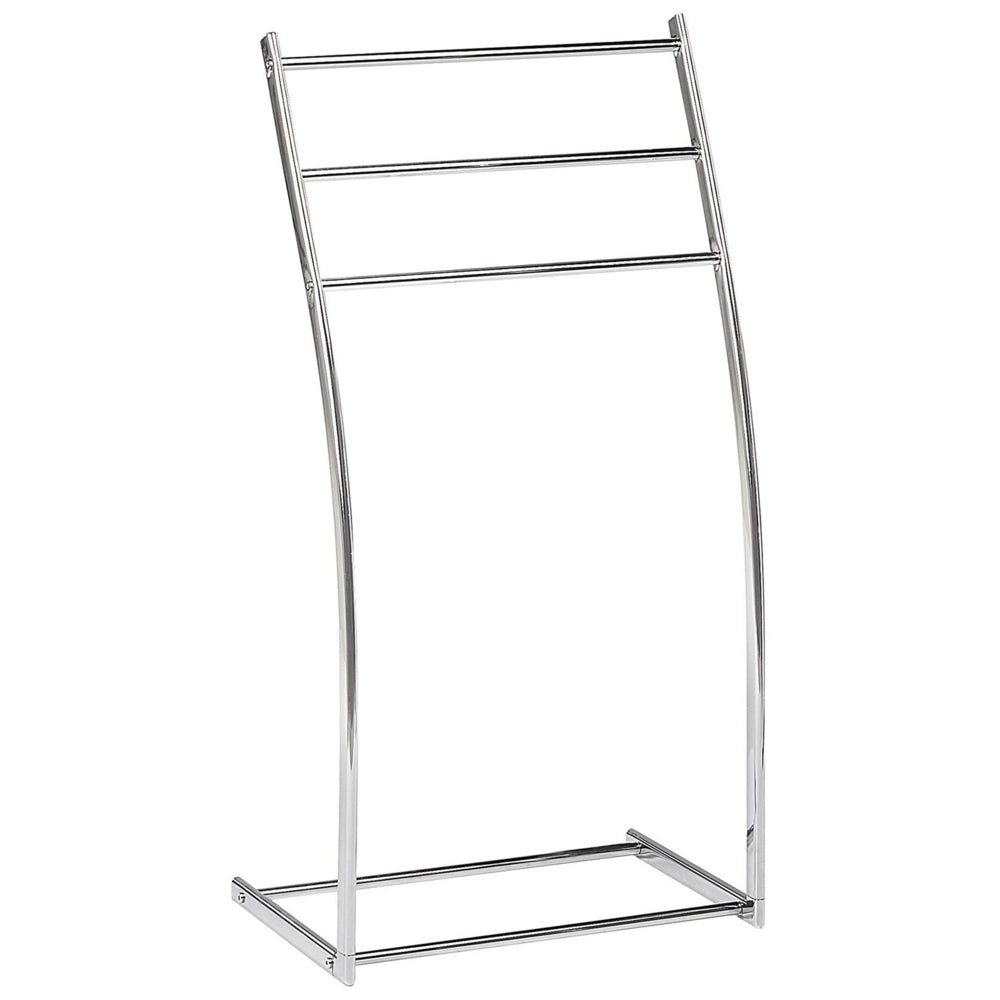 Porta asciugamani in acciaio argento lucido 3 binari Accessori bagno Porta asciugamani in piedi dal design moderno