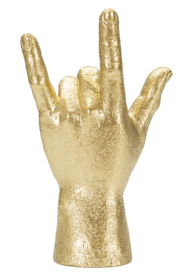 Statua Mano "Yeah" 14,5x23x7 cm in Poliresina Oro