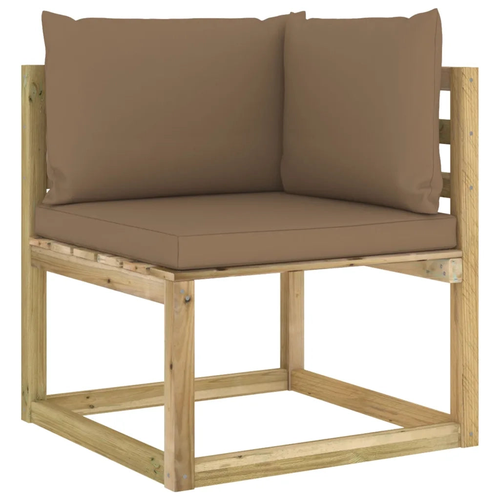 Divani Angolari da Giardino & Cuscini 2pz Pino Impregnato Verde 3065174