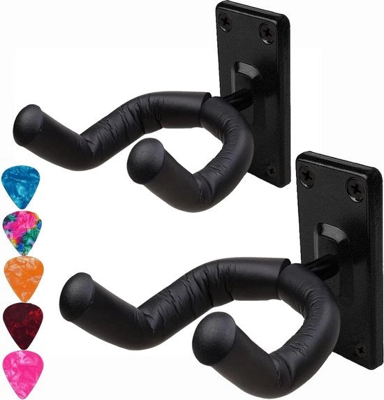 Supporto per chitarra da parete - chitarra acustica/classica/basso/elettrica ukulele - con pizzichi - 2 pezzi supporto per chitarra da parete neri
