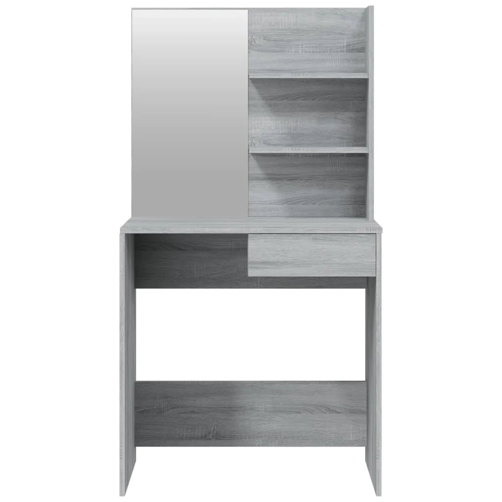 Toeletta con Specchio-Tavolo da Vanit¨¤ Grigio Sonoma 74,5x40x141 cm