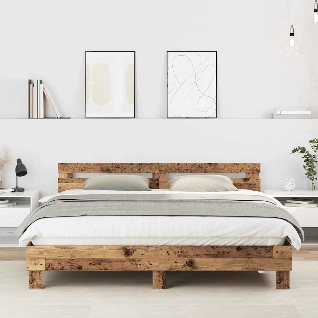 vidaXL Struttura del letto con testiera Legno vecchio 180 x 200 cm