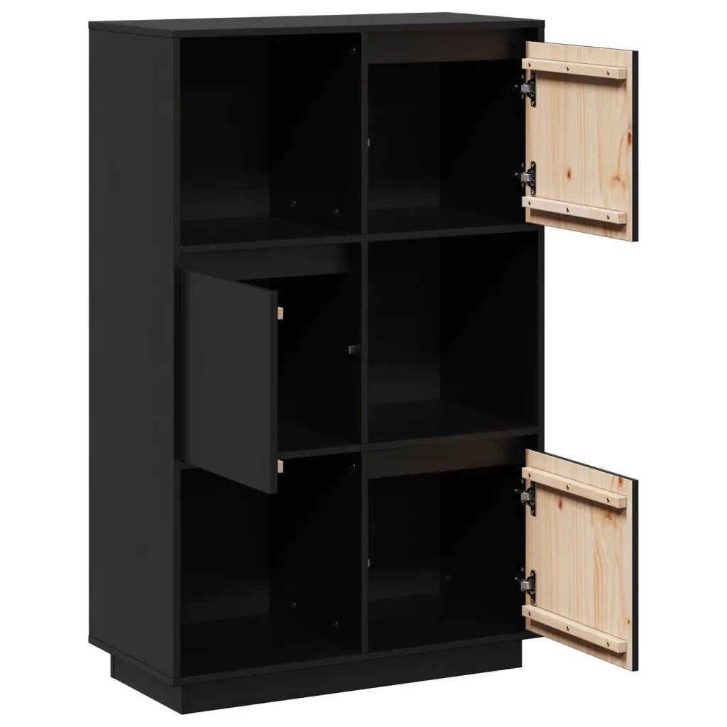 Credenza-Buffet-Armadio da cucina Nera 74x35x117 cm in Legno Massello di Pino