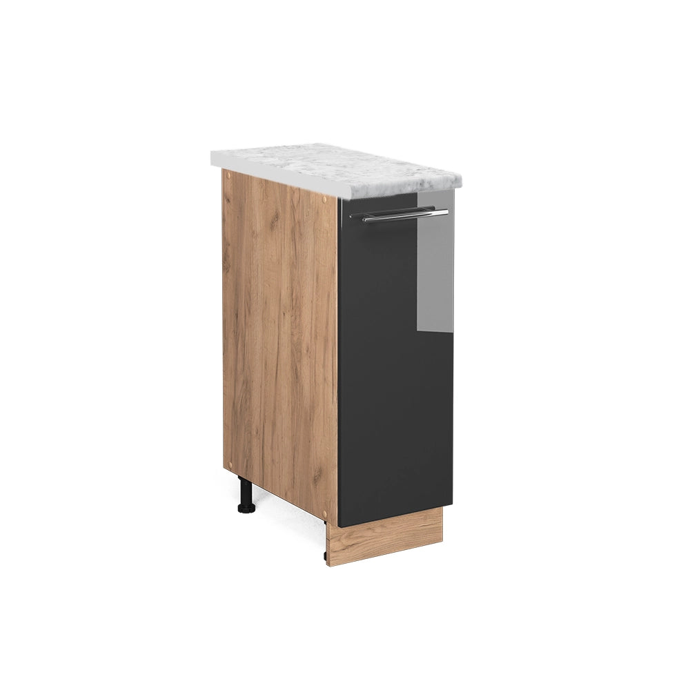 Armadio cucina dispensa alto Fame-Line Antracite lucido/Rovere dorato 30 cm, PL Marmo Vicco